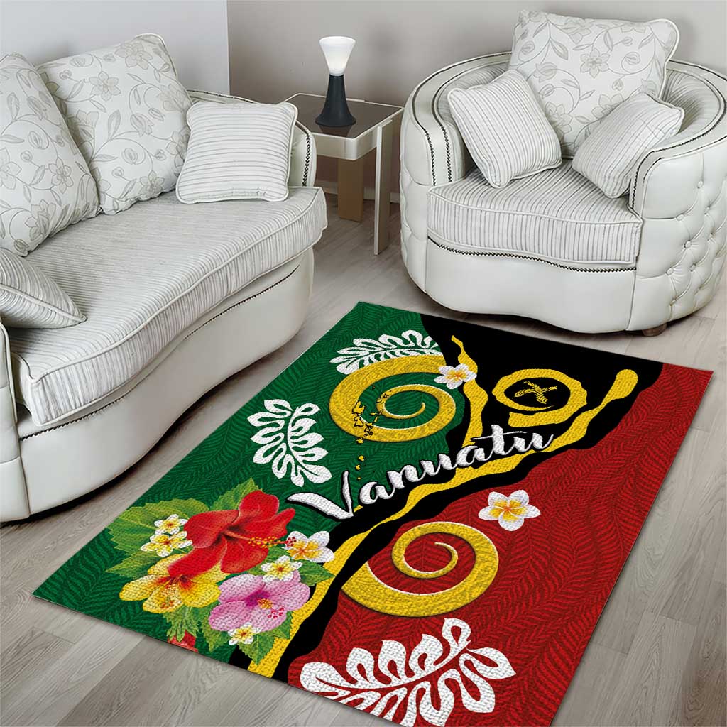 Melanesian Vanuatu Tribal Boar Tusk Area Rug Tropical Plants and Namele Motifs - Polynesian Pride