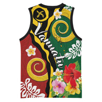 Melanesian Vanuatu Tribal Boar Tusk Basketball Jersey Tropical Plants and Namele Motifs LT03 - Polynesian Pride