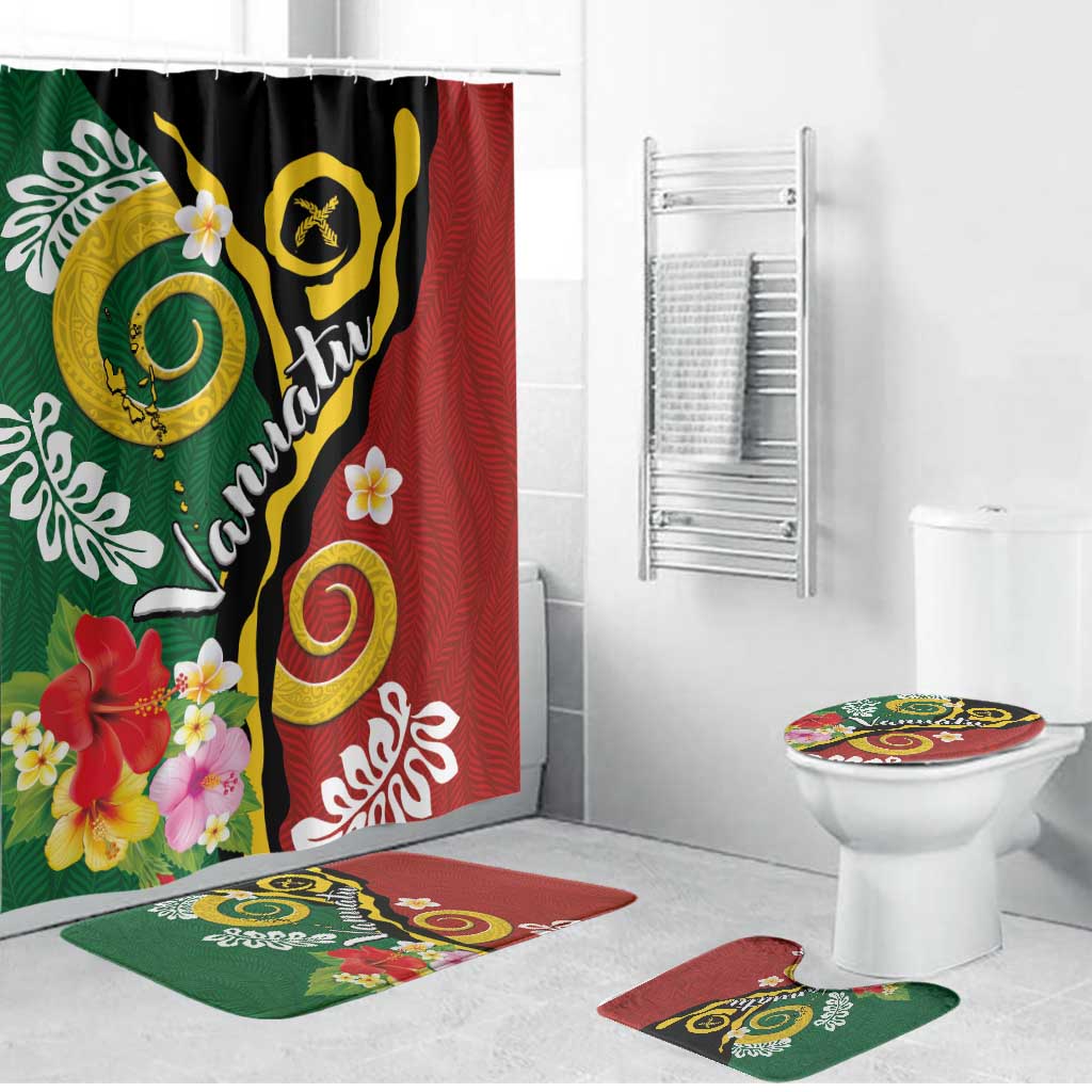 Melanesian Vanuatu Tribal Boar Tusk Bathroom Set Tropical Plants and Namele Motifs - Polynesian Pride