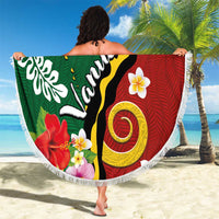 Melanesian Vanuatu Tribal Boar Tusk Beach Blanket Tropical Plants and Namele Motifs - Polynesian Pride