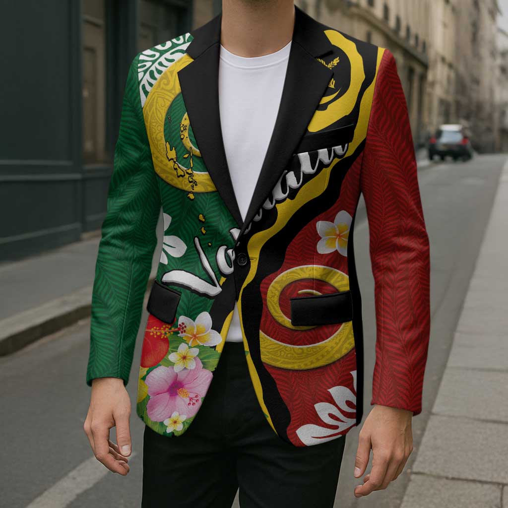 Melanesian Vanuatu Tribal Boar Tusk Blazer Tropical Plants and Namele Motifs - Polynesian Pride