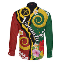 Melanesian Vanuatu Tribal Boar Tusk Family Matching Long Sleeve Bodycon Dress and Hawaiian Shirt Tropical Plants and Namele Motifs - Polynesian Pride