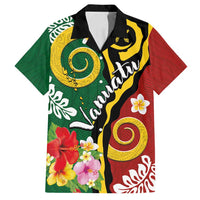 Melanesian Vanuatu Tribal Boar Tusk Family Matching Puletasi and Hawaiian Shirt Tropical Plants and Namele Motifs LT03 Dad's Shirt - Short Sleeve Green - Polynesian Pride
