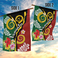 Melanesian Vanuatu Tribal Boar Tusk Garden Flag Tropical Plants and Namele Motifs - Polynesian Pride