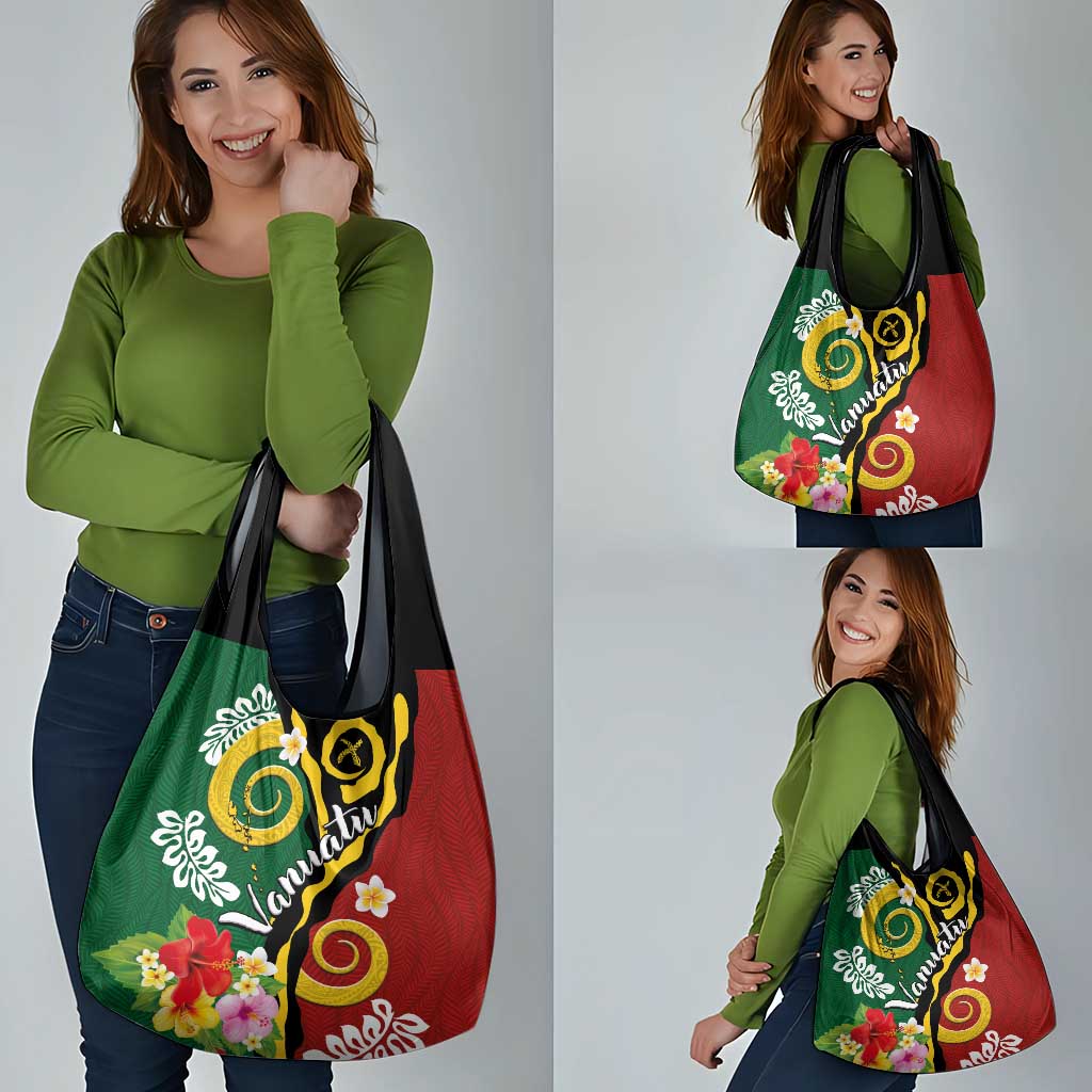 Melanesian Vanuatu Tribal Boar Tusk Grocery Bag Tropical Plants and Namele Motifs - Polynesian Pride