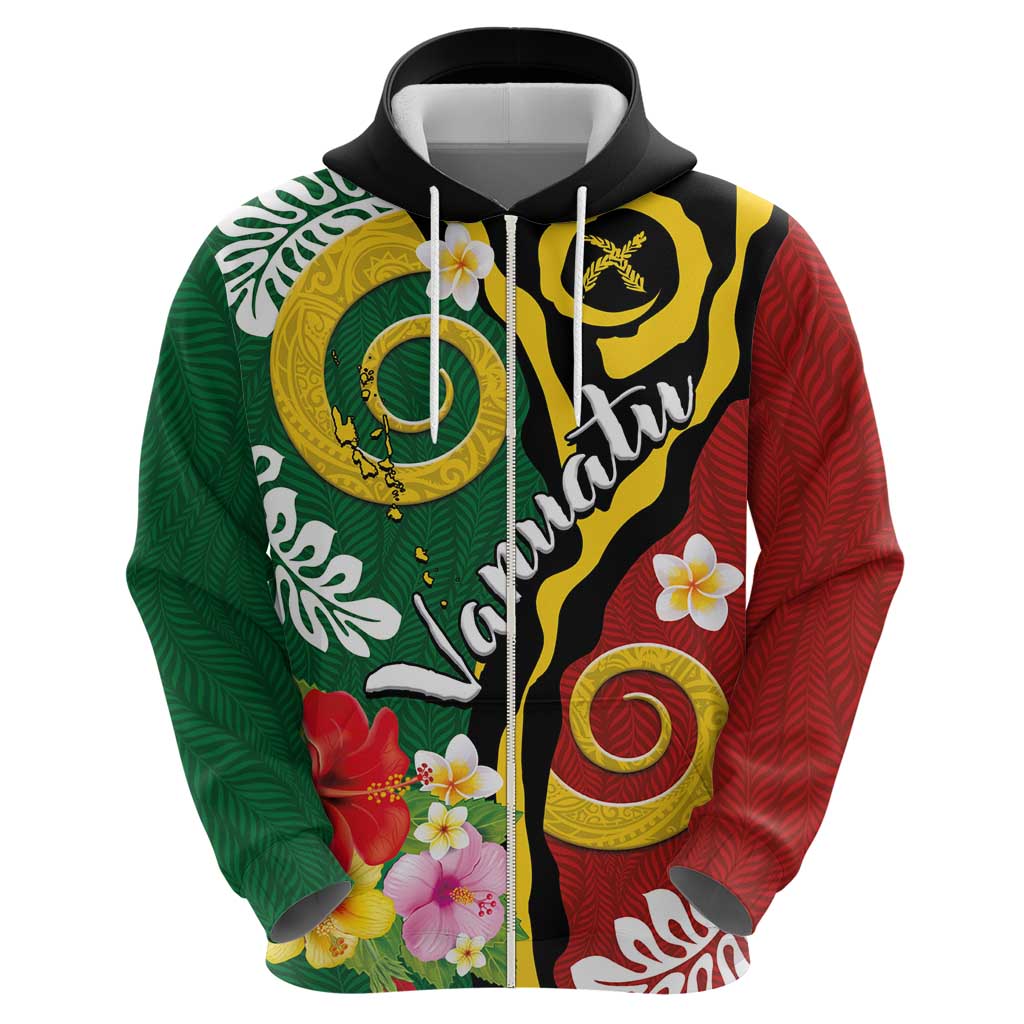 Melanesian Vanuatu Tribal Boar Tusk Hoodie Tropical Plants and Namele Motifs - Polynesian Pride