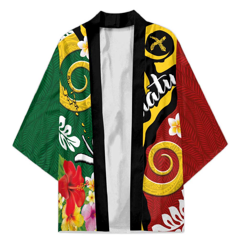 Melanesian Vanuatu Tribal Boar Tusk Kimono Tropical Plants and Namele Motifs LT03 Unisex Green - Polynesian Pride