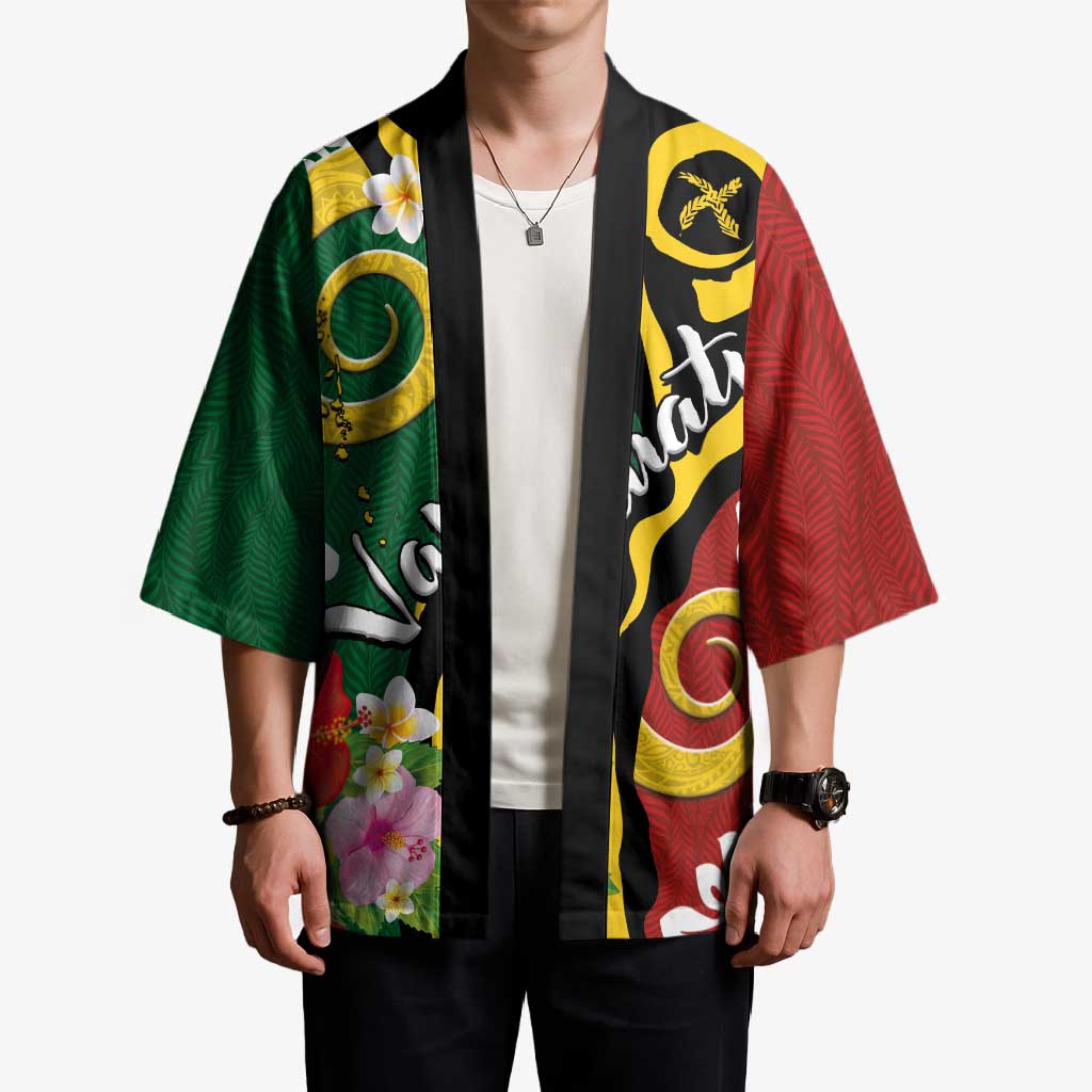 Melanesian Vanuatu Tribal Boar Tusk Kimono Tropical Plants and Namele Motifs LT03 - Polynesian Pride
