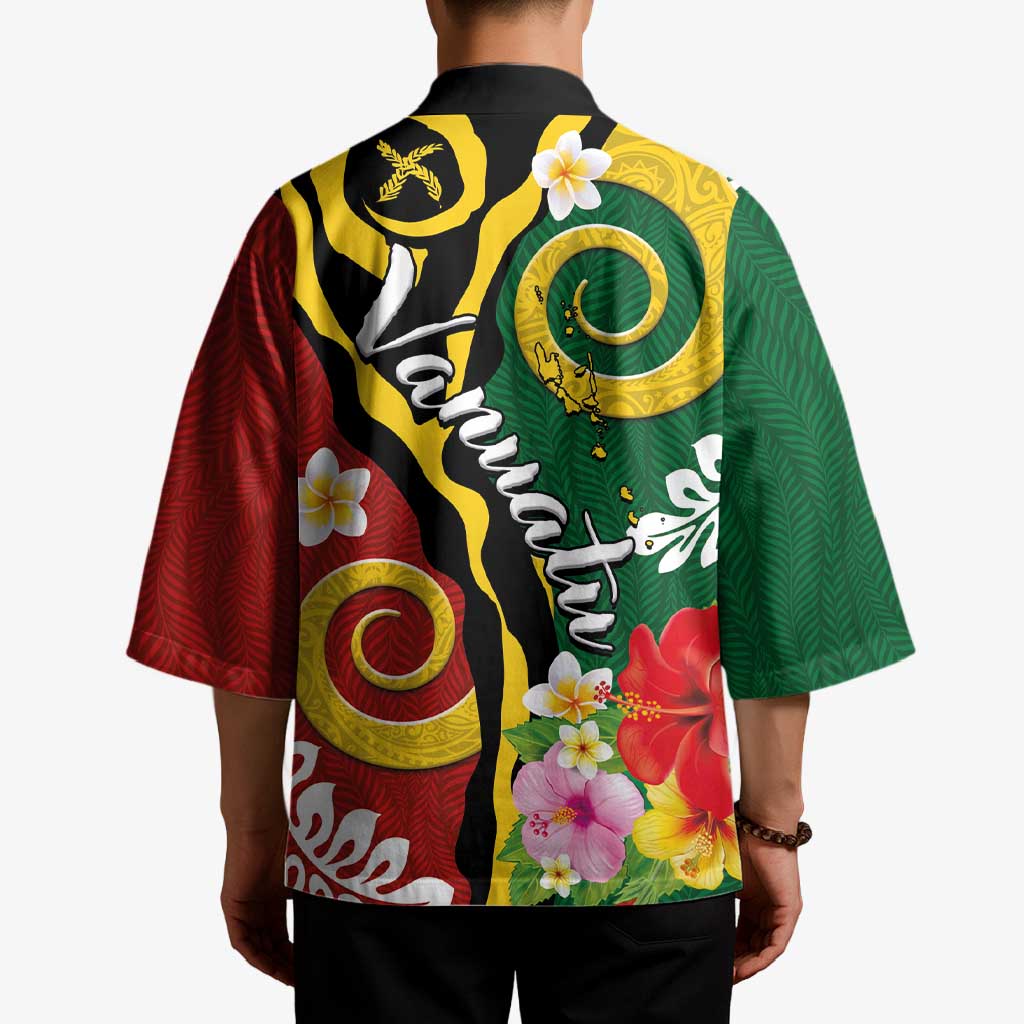 Melanesian Vanuatu Tribal Boar Tusk Kimono Tropical Plants and Namele Motifs LT03 - Polynesian Pride