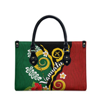 Melanesian Vanuatu Tribal Boar Tusk Leather Bag Tropical Plants and Namele Motifs - Polynesian Pride