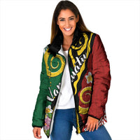 Melanesian Vanuatu Tribal Boar Tusk Padded Jacket Tropical Plants and Namele Motifs - Polynesian Pride
