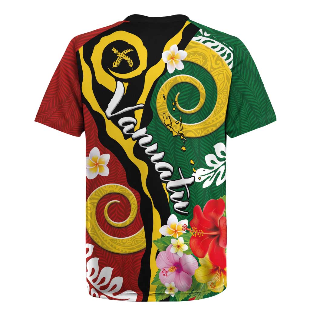 Melanesian Vanuatu Tribal Boar Tusk Rugby Jersey Tropical Plants and Namele Motifs - Polynesian Pride