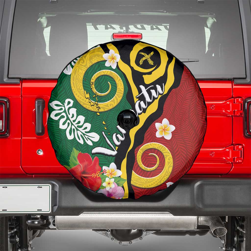 Melanesian Vanuatu Tribal Boar Tusk Spare Tire Cover Tropical Plants and Namele Motifs - Polynesian Pride