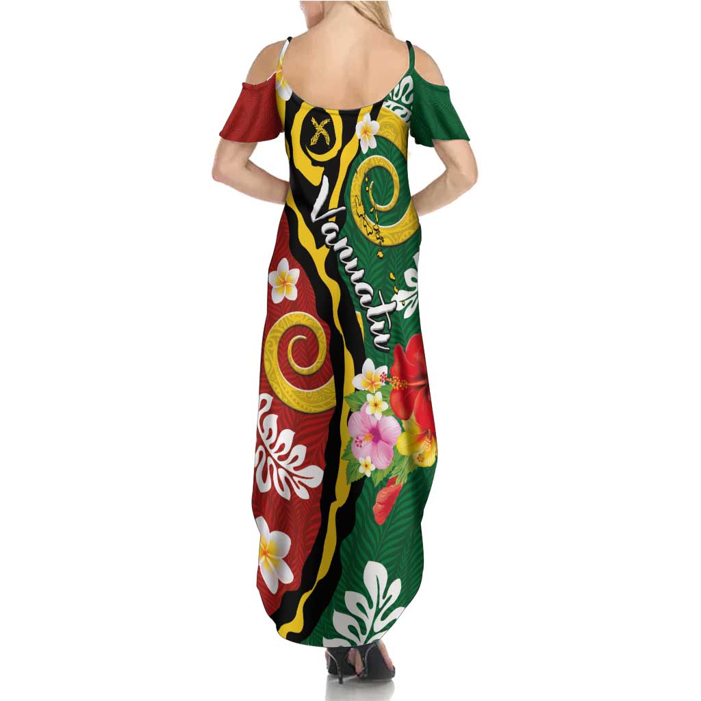 Melanesian Vanuatu Tribal Boar Tusk Summer Maxi Dress Tropical Plants and Namele Motifs - Polynesian Pride
