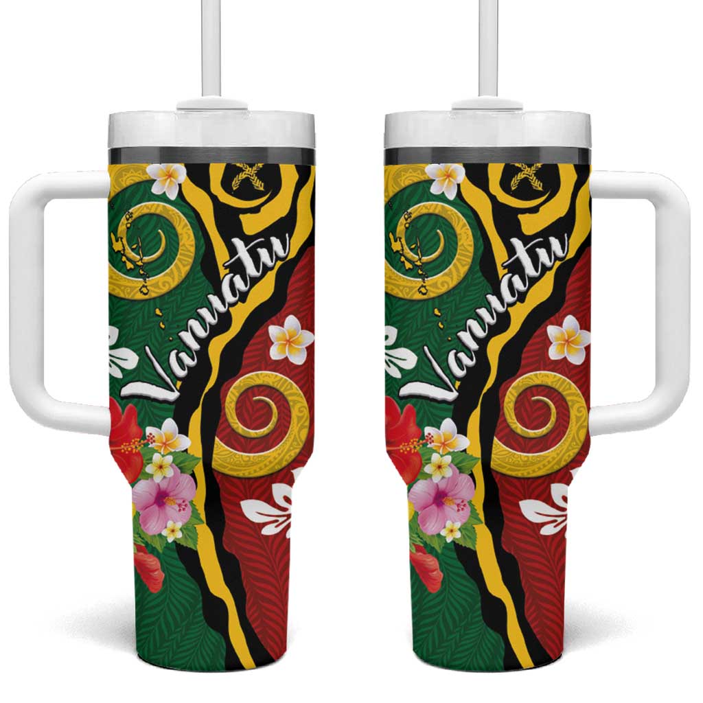 Melanesian Vanuatu Tribal Boar Tusk Tumbler With Handle Tropical Plants and Namele Motifs - Polynesian Pride