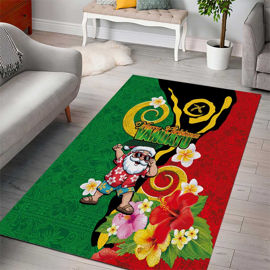 Vanuatu Christmas Area Rug Funny Santa with Namele and Boar Tusk Tribal - Polynesian Pride