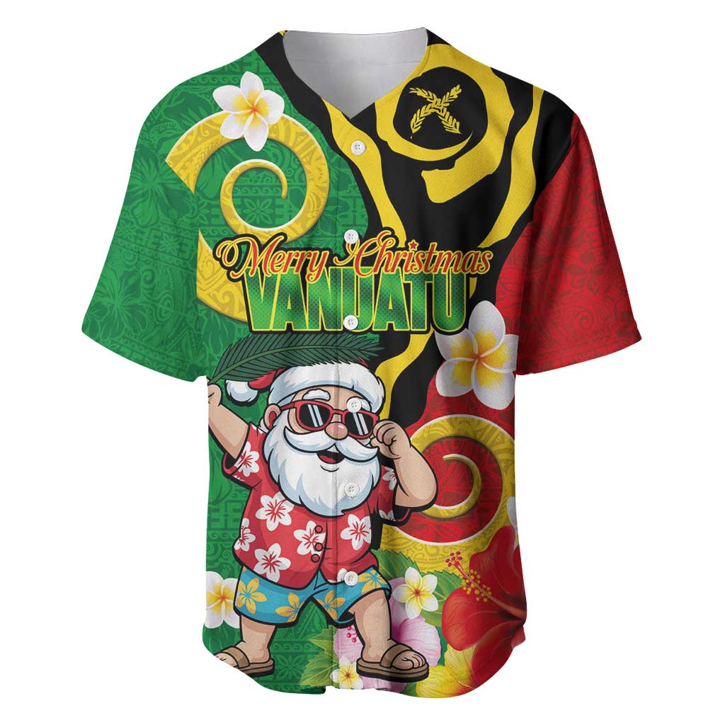 Vanuatu Christmas Baseball Jersey Funny Santa with Namele and Boar Tusk Tribal - Polynesian Pride