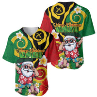 Vanuatu Christmas Baseball Jersey Funny Santa with Namele and Boar Tusk Tribal - Polynesian Pride