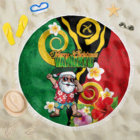 Vanuatu Christmas Beach Blanket Funny Santa with Namele and Boar Tusk Tribal - Polynesian Pride