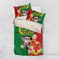 Vanuatu Christmas Bedding Set Funny Santa with Namele and Boar Tusk Tribal - Polynesian Pride