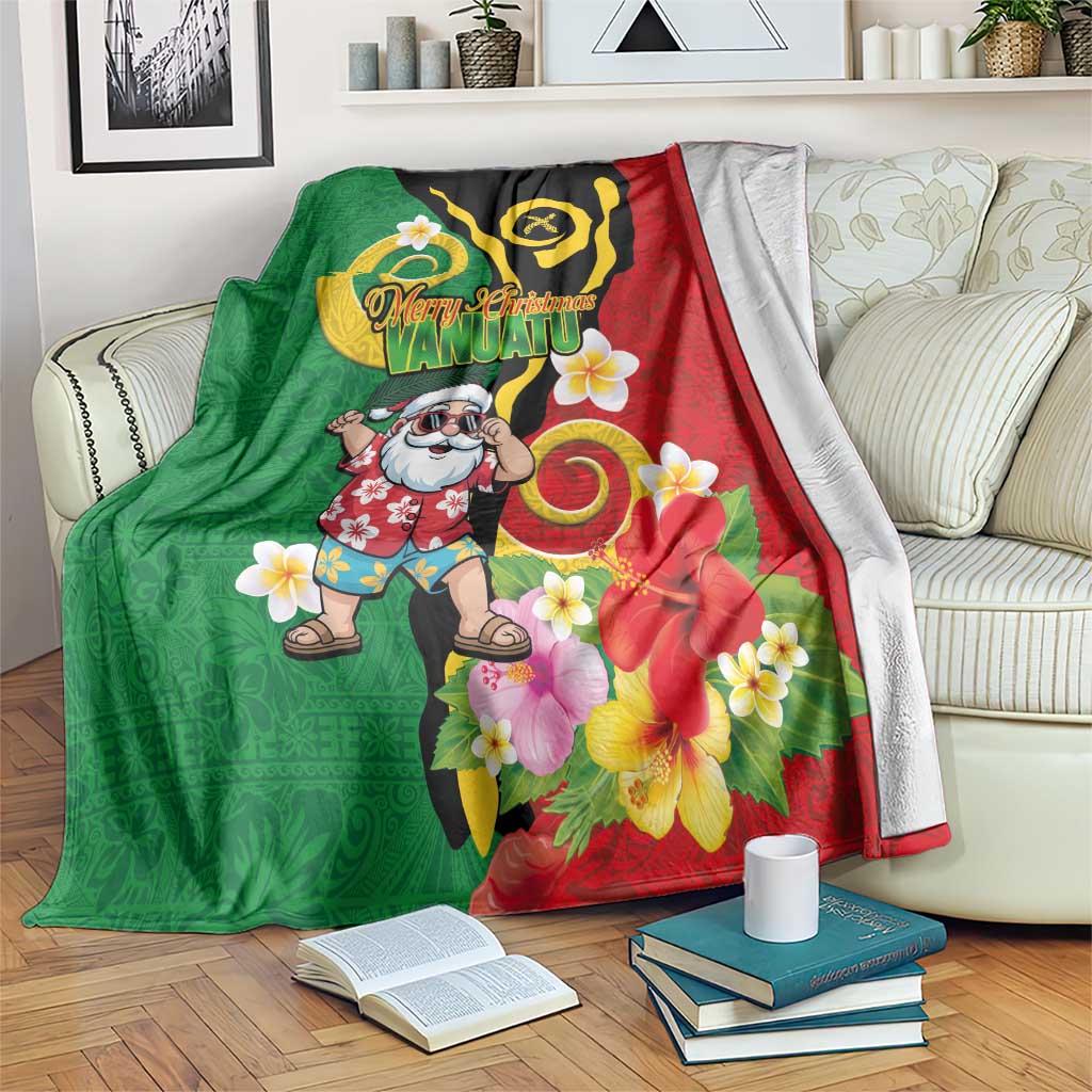 Vanuatu Christmas Blanket Funny Santa with Namele and Boar Tusk Tribal - Polynesian Pride