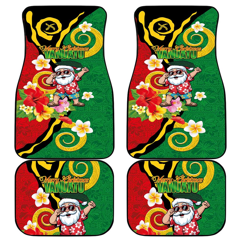 Vanuatu Christmas Car Mats Funny Santa with Namele and Boar Tusk Tribal - Polynesian Pride