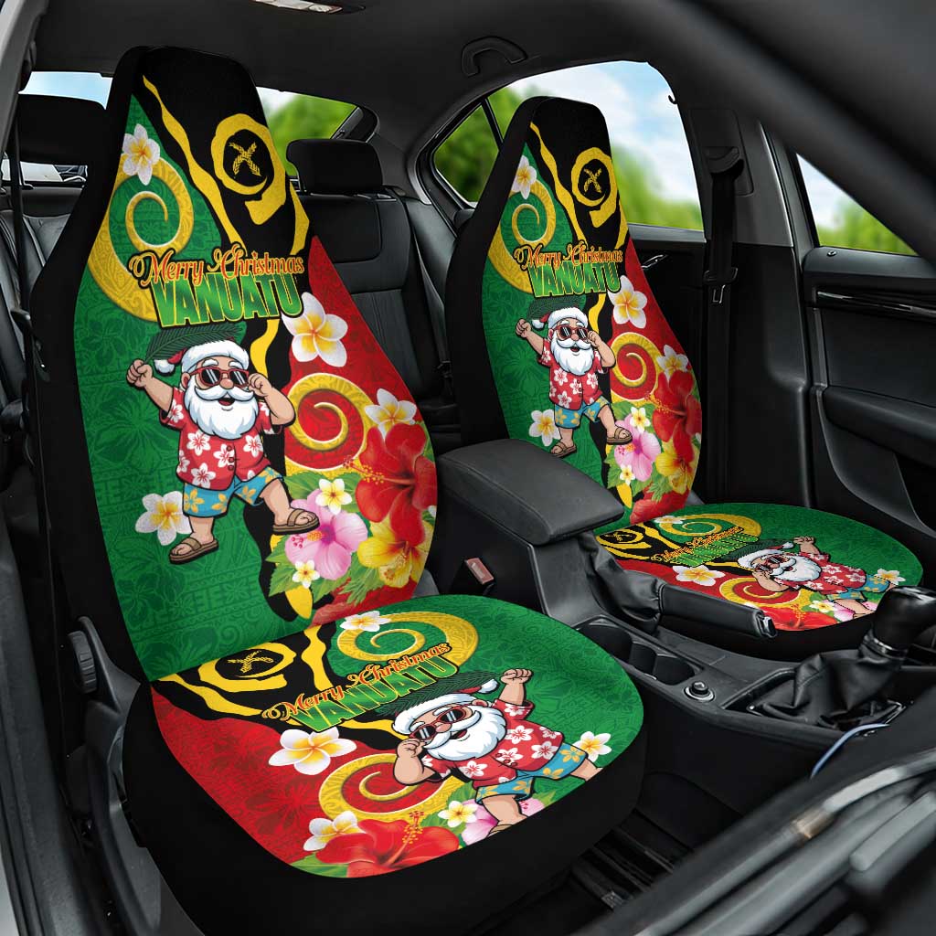 Vanuatu Christmas Car Seat Cover Funny Santa with Namele and Boar Tusk Tribal - Polynesian Pride