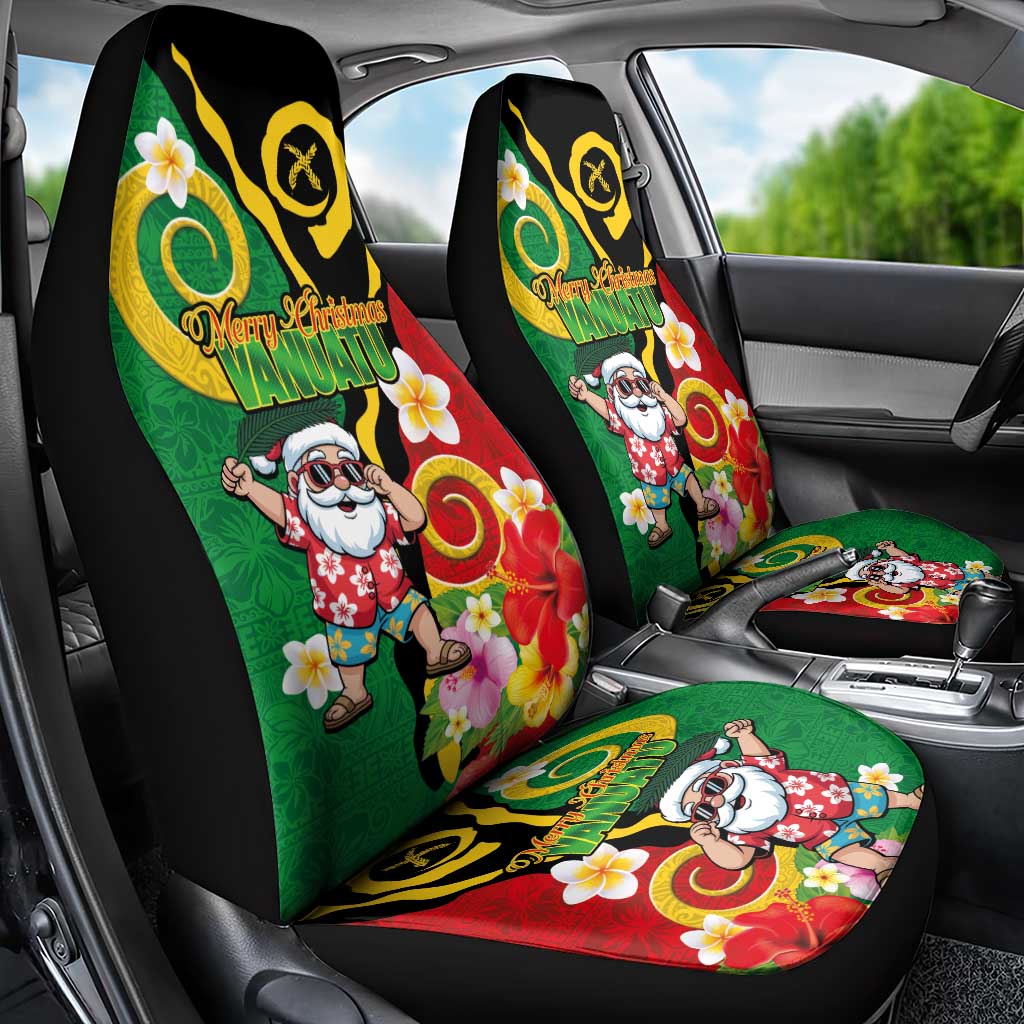 Vanuatu Christmas Car Seat Cover Funny Santa with Namele and Boar Tusk Tribal - Polynesian Pride