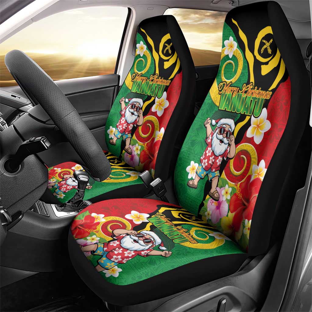 Vanuatu Christmas Car Seat Cover Funny Santa with Namele and Boar Tusk Tribal - Polynesian Pride