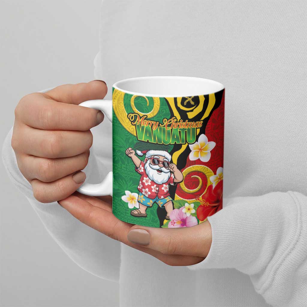 Vanuatu Christmas Ceramic Mug Funny Santa with Namele and Boar Tusk Tribal - Polynesian Pride
