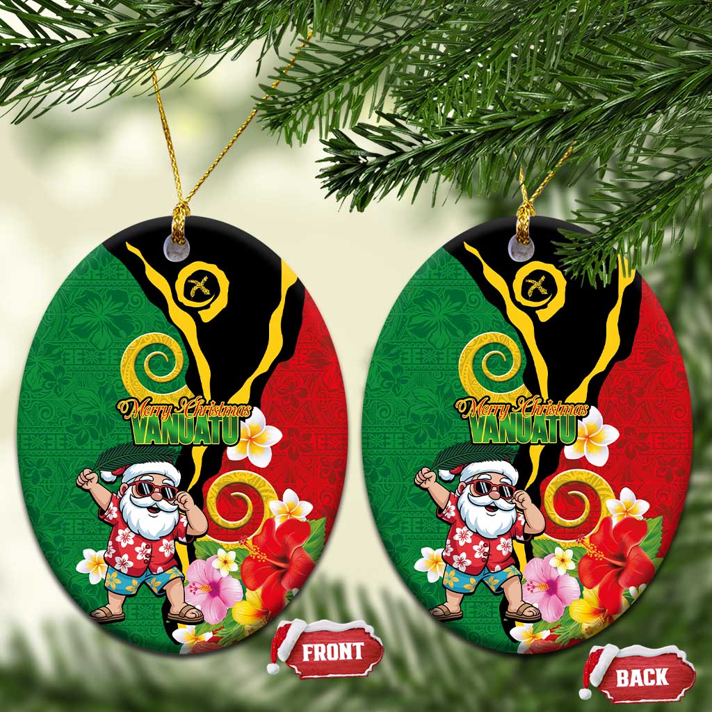 Vanuatu Christmas Ceramic Ornament Funny Santa with Namele and Boar Tusk Tribal - Polynesian Pride