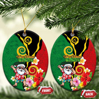 Vanuatu Christmas Ceramic Ornament Funny Santa with Namele and Boar Tusk Tribal - Polynesian Pride