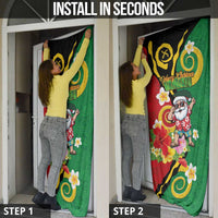 Vanuatu Christmas Door Cover Funny Santa with Namele and Boar Tusk Tribal - Polynesian Pride