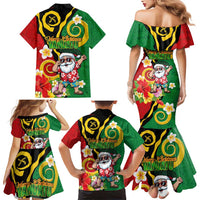Vanuatu Christmas Family Matching Mermaid Dress and Hawaiian Shirt Funny Santa with Namele and Boar Tusk Tribal - Polynesian Pride