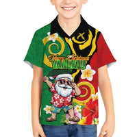 Vanuatu Christmas Family Matching Off Shoulder Maxi Dress and Hawaiian Shirt Funny Santa with Namele and Boar Tusk Tribal - Polynesian Pride