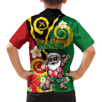 Vanuatu Christmas Family Matching Short Sleeve Bodycon Dress and Hawaiian Shirt Funny Santa with Namele and Boar Tusk Tribal - Polynesian Pride