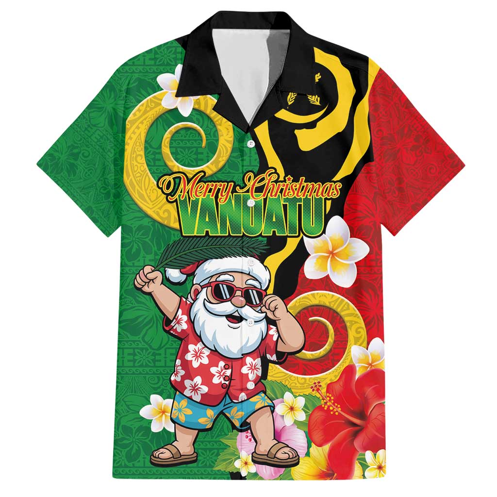 Vanuatu Christmas Family Matching Short Sleeve Bodycon Dress and Hawaiian Shirt Funny Santa with Namele and Boar Tusk Tribal - Polynesian Pride