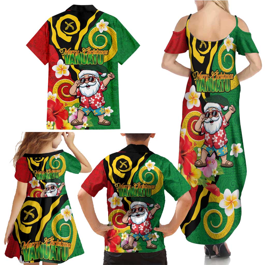 Vanuatu Christmas Family Matching Summer Maxi Dress and Hawaiian Shirt Funny Santa with Namele and Boar Tusk Tribal - Polynesian Pride
