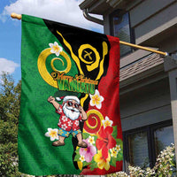 Vanuatu Christmas Garden Flag Funny Santa with Namele and Boar Tusk Tribal - Polynesian Pride