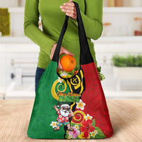 Vanuatu Christmas Grocery Bag Funny Santa with Namele and Boar Tusk Tribal - Polynesian Pride