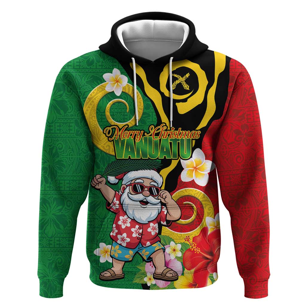 Vanuatu Christmas Hoodie Funny Santa with Namele and Boar Tusk Tribal - Polynesian Pride