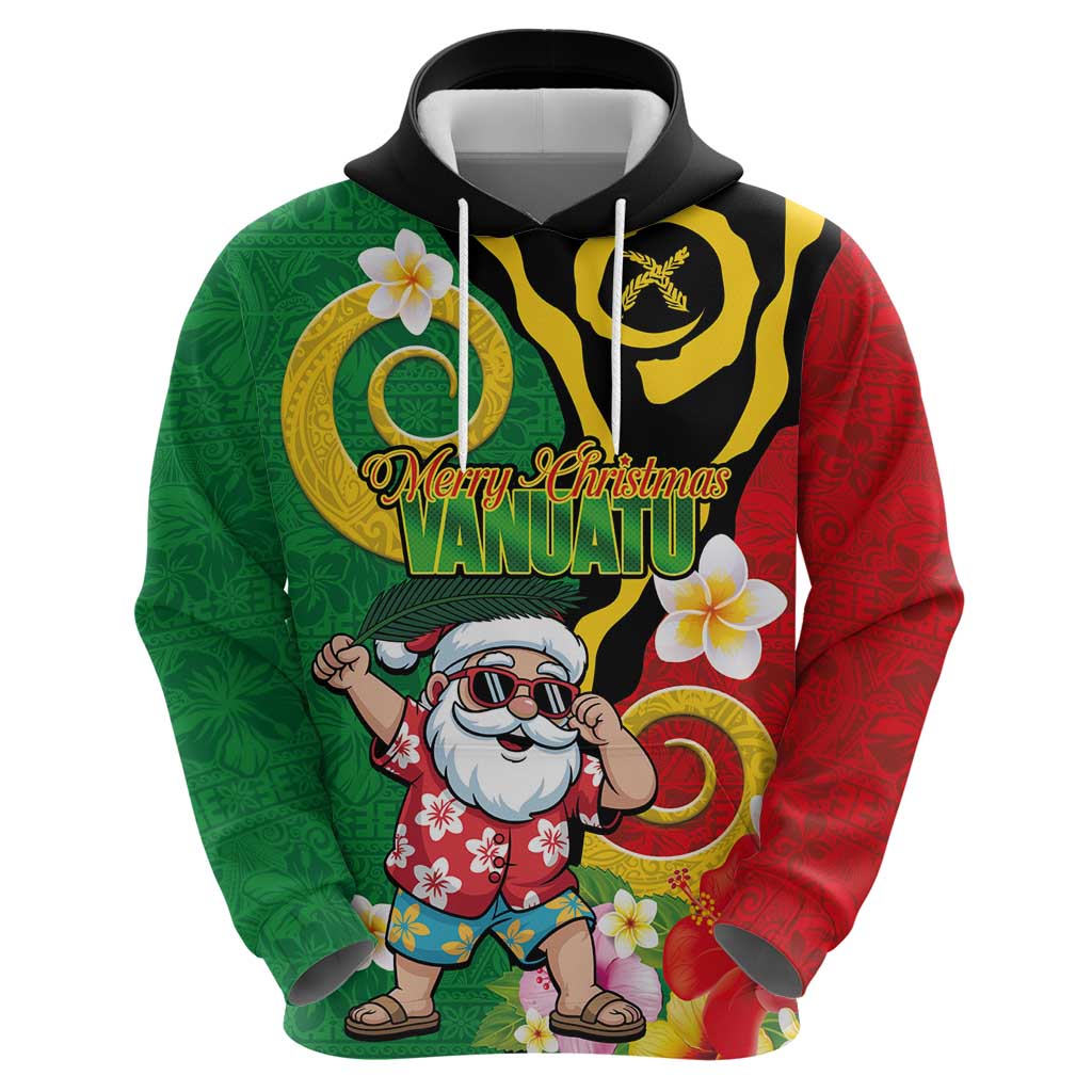 Vanuatu Christmas Hoodie Funny Santa with Namele and Boar Tusk Tribal - Polynesian Pride