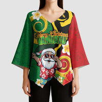 Vanuatu Christmas Kimono Sleeve Blouse Funny Santa with Namele and Boar Tusk Tribal - Polynesian Pride