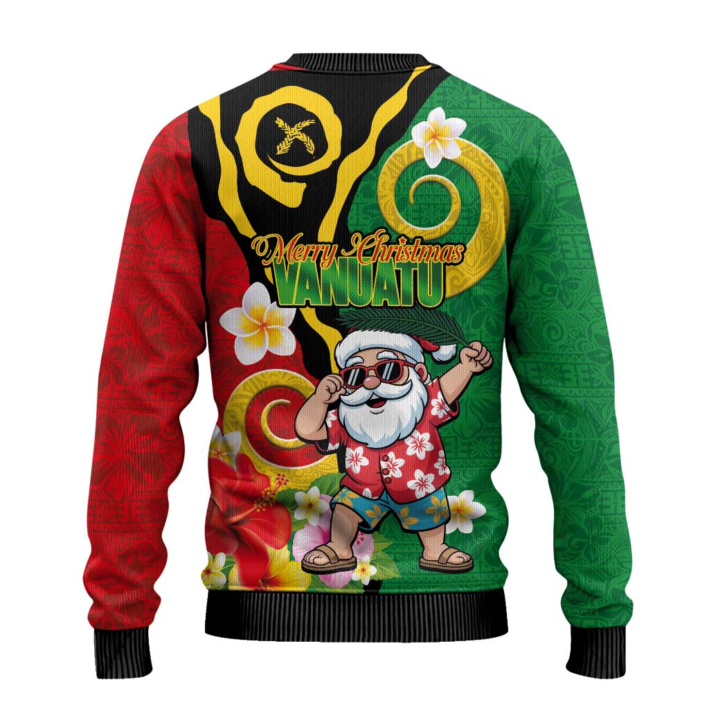 Vanuatu Christmas Ugly Christmas Sweater Funny Santa with Namele and Boar Tusk Tribal - Polynesian Pride