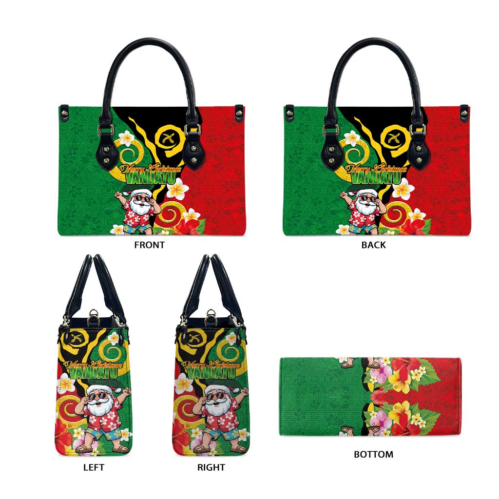 Vanuatu Christmas Leather Bag Funny Santa with Namele and Boar Tusk Tribal - Polynesian Pride