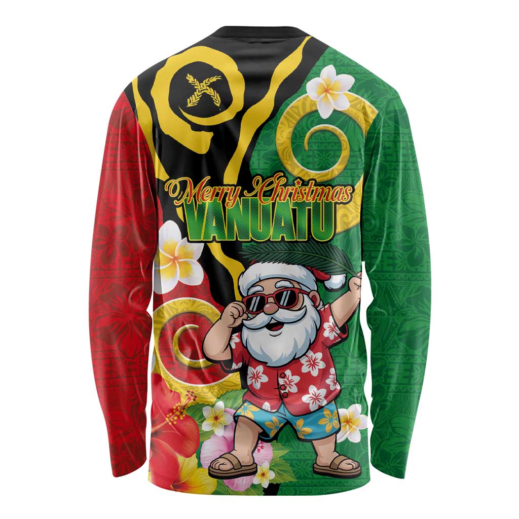 Vanuatu Christmas Long Sleeve Shirt Funny Santa with Namele and Boar Tusk Tribal - Polynesian Pride