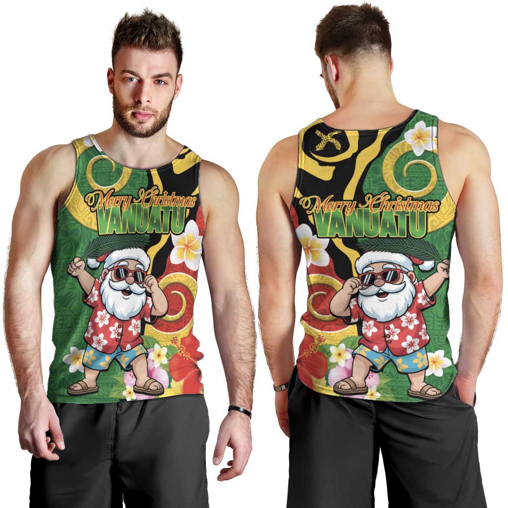 Vanuatu Christmas Men Tank Top Funny Santa with Namele and Boar Tusk Tribal - Polynesian Pride
