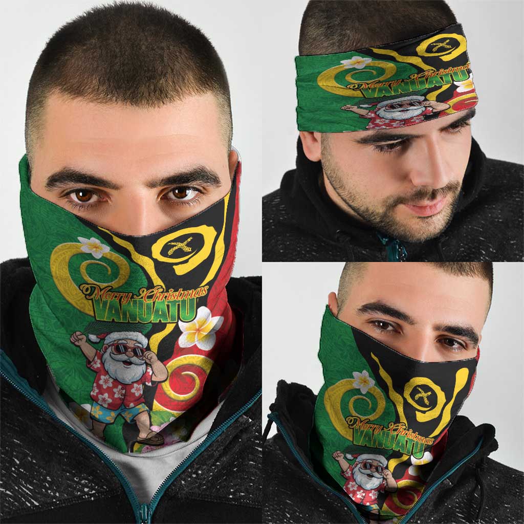 Vanuatu Christmas Neck Gaiter Funny Santa with Namele and Boar Tusk Tribal - Polynesian Pride