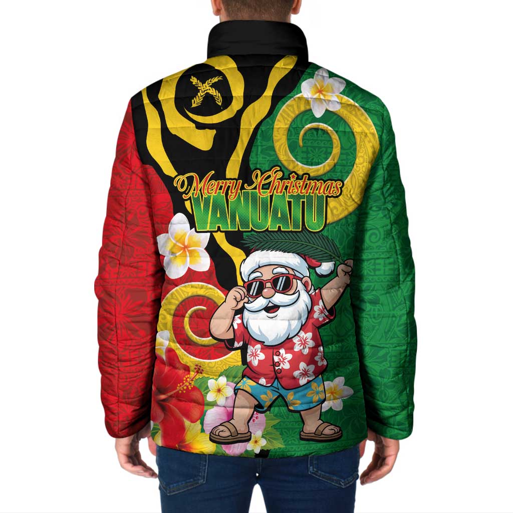 Vanuatu Christmas Padded Jacket Funny Santa with Namele and Boar Tusk Tribal - Polynesian Pride