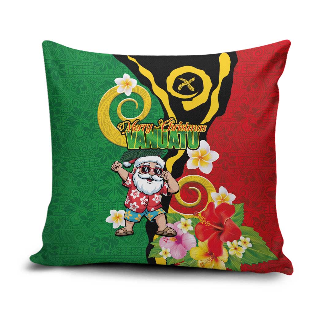 Vanuatu Christmas Pillow Cover Funny Santa with Namele and Boar Tusk Tribal - Polynesian Pride